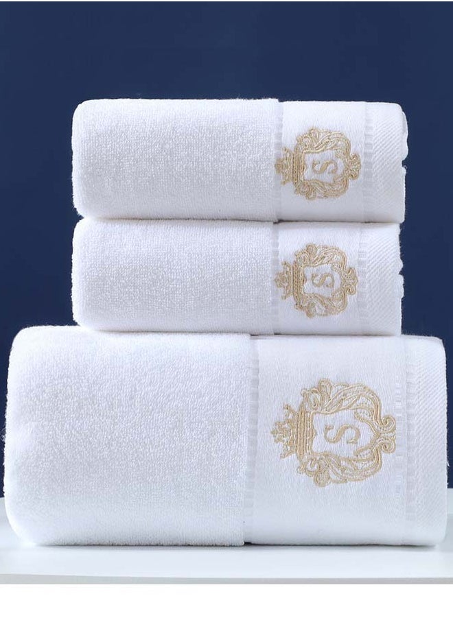 YIM-VIBEHAUS 3pcs Cotton Bath Towels Set, Ultra Soft Absorbent Bathroom Towel for Home and Hotel Shower Towel, 1 Bath Towel(140x70cm)+ 2 Hand Towels(74x34cm) White  - Image 1