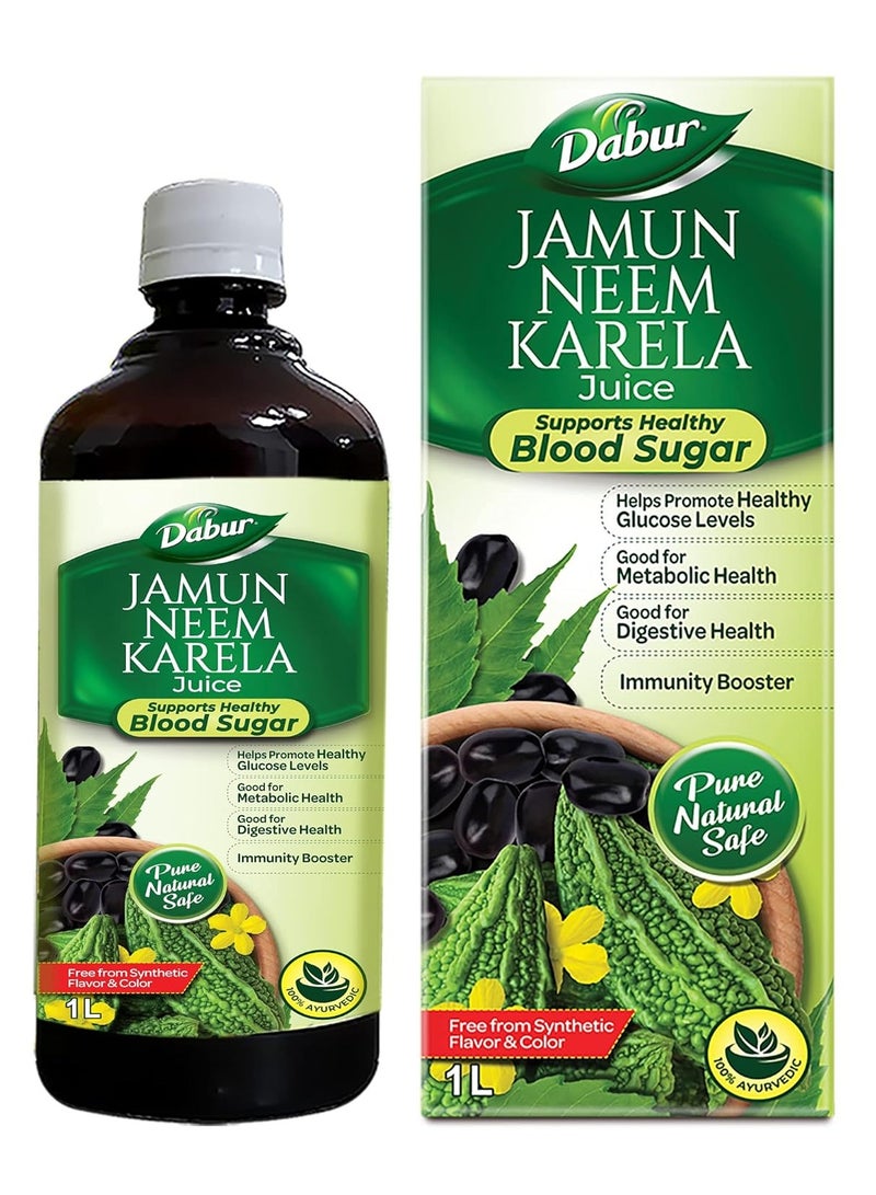 Dabur Jamun Neem Karela Juice 1L Helps Control Blood Sugar Reduces Bad Cholesterol Supports Metabolic and Digestive Health Ayurvedic Juice for Diabetic Care  - Image 1
