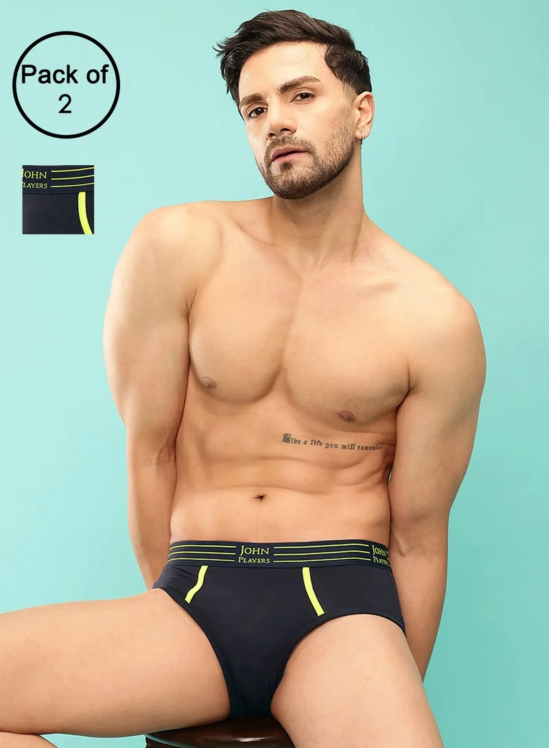 John Players John Players Pack of 2 Cotton Brief with Striped Waistband