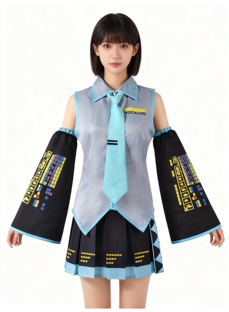 6 Piece Set Anime Hatsune Miku Dress Anime Cosplay Halloween Costume JK Sailor Dress Uniform Full Set For Women - Image 2