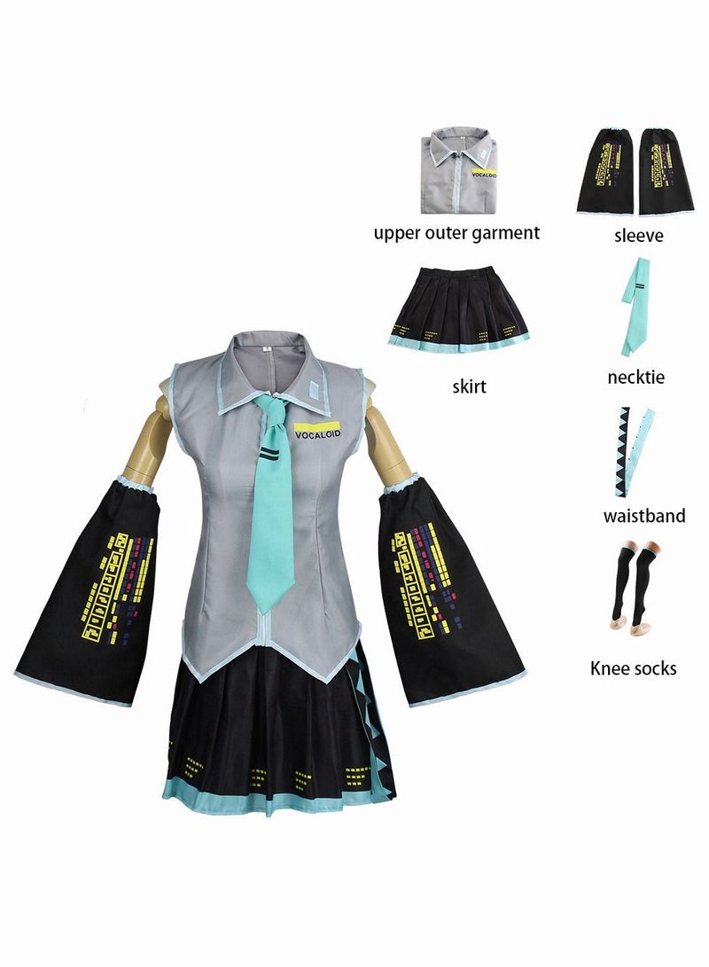 6 Piece Set Anime Hatsune Miku Dress Anime Cosplay Halloween Costume JK Sailor Dress Uniform Full Set For Women - Image 3
