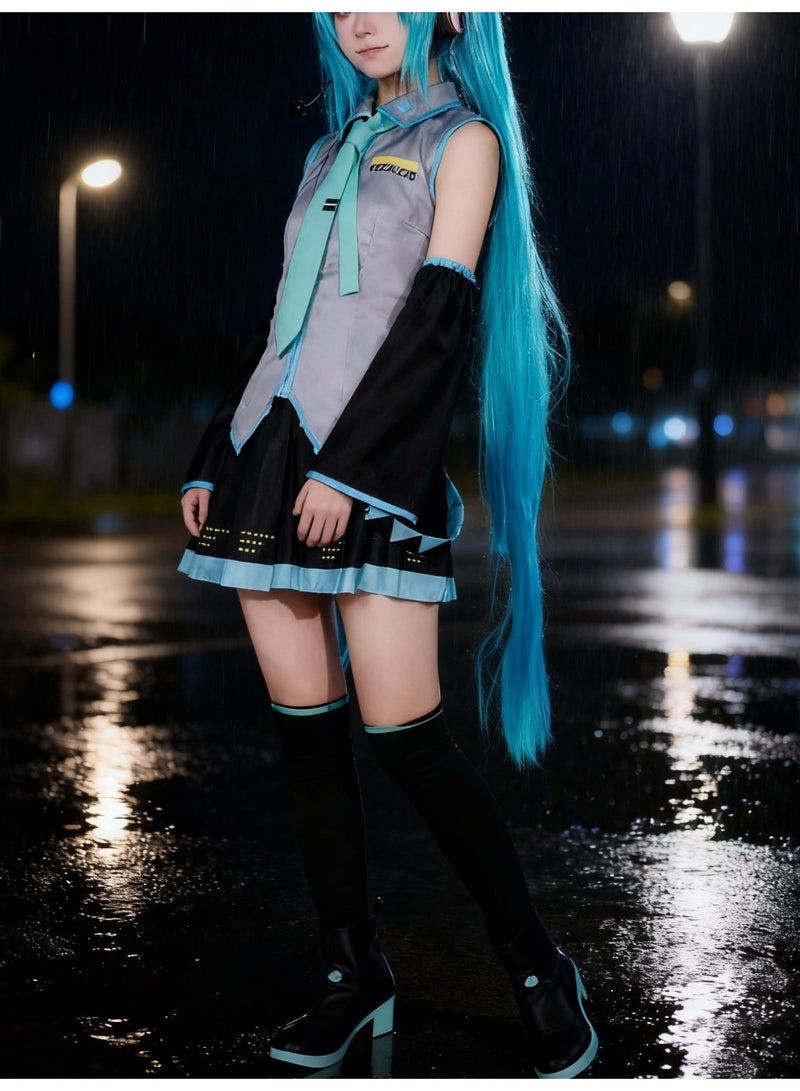 6 Piece Set Anime Hatsune Miku Dress Anime Cosplay Halloween Costume JK Sailor Dress Uniform Full Set For Women - Image 4