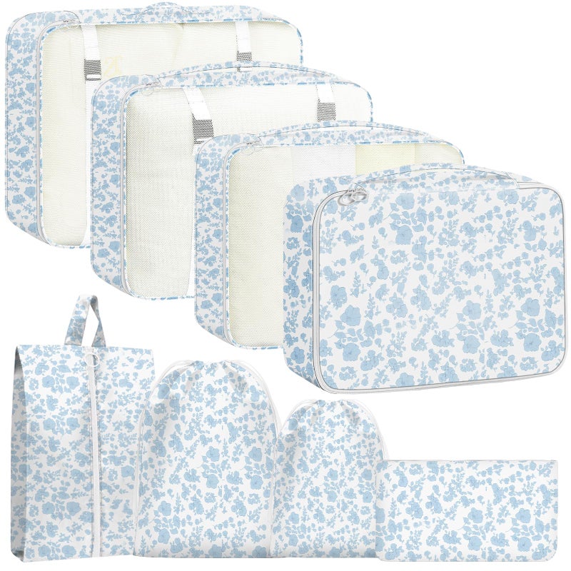 YEEYAA Packing Cubes for Travel - 8 Set Luggage Organizer Bags for Family, Mesh Breathable Packing Cubes for Suitcases Durable Travel Essentials Bags Set - Image 1