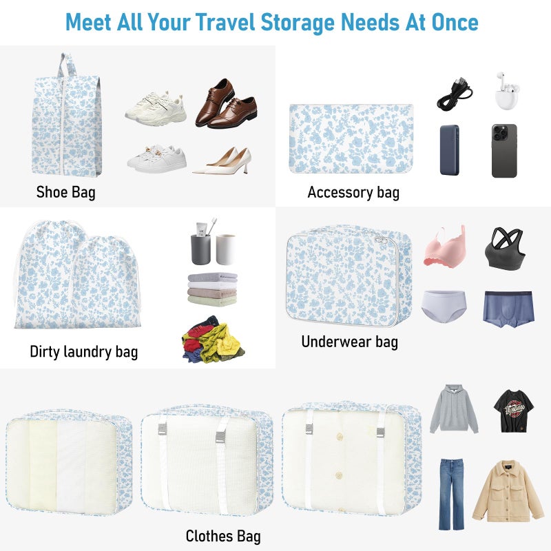 YEEYAA Packing Cubes for Travel - 8 Set Luggage Organizer Bags for Family, Mesh Breathable Packing Cubes for Suitcases Durable Travel Essentials Bags Set - Image 3