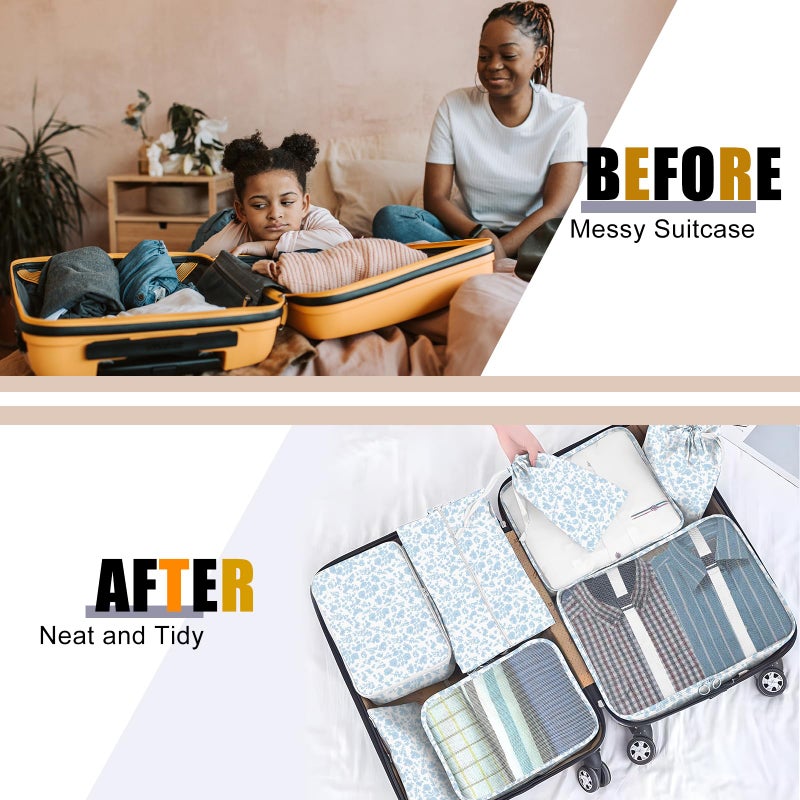 YEEYAA Packing Cubes for Travel - 8 Set Luggage Organizer Bags for Family, Mesh Breathable Packing Cubes for Suitcases Durable Travel Essentials Bags Set - Image 4