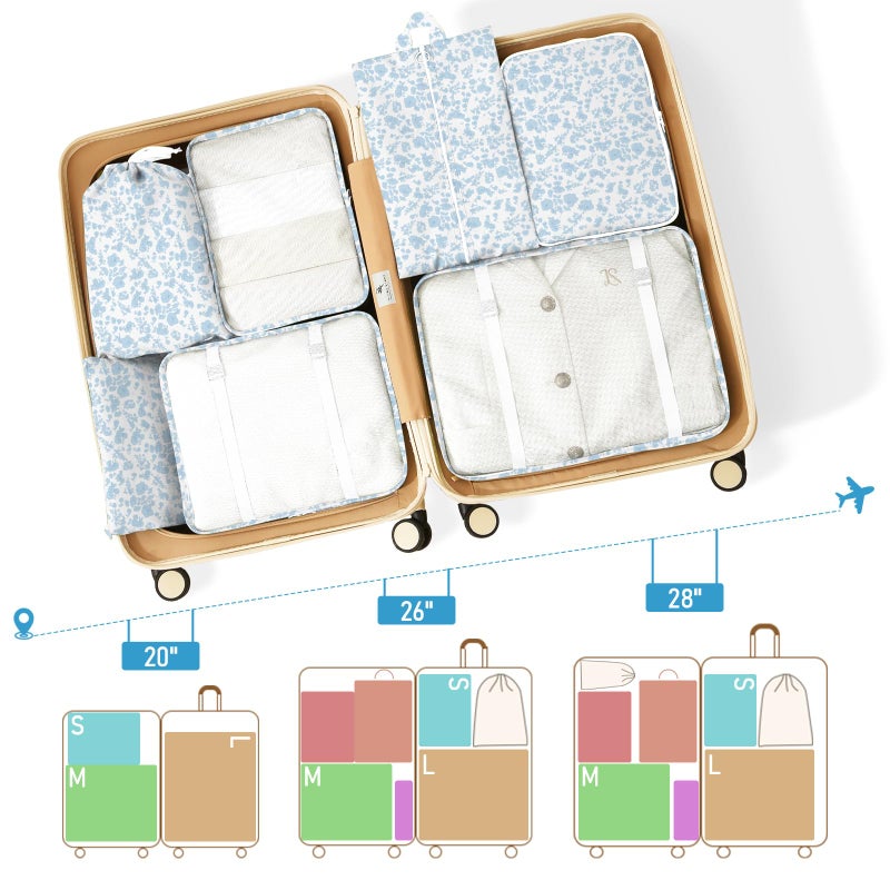 YEEYAA Packing Cubes for Travel - 8 Set Luggage Organizer Bags for Family, Mesh Breathable Packing Cubes for Suitcases Durable Travel Essentials Bags Set - Image 2