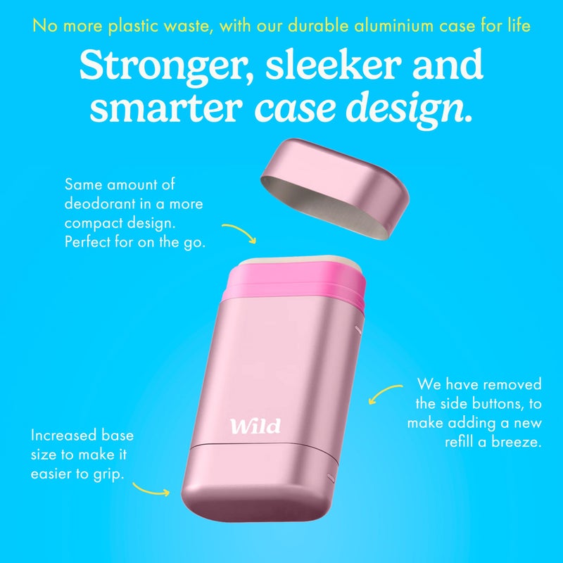 Wild Aluminum Free Deodorant for Women Starter Kit - Refillable Stick Deodorant with Pink Applicator Case & Fresh Cotton and Sea Salt Scented Refill (1.4oz) - Long Lasting Protection - Vegan Friendly - Image 4