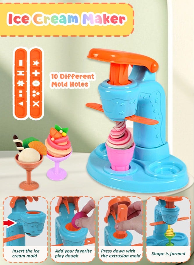Forthcan 3 in 1 Color Dough Set Kitchen Creations with Ice Cream/Noodle/Hamburger Maker Machine, Arts Crafts Play Food Toys Tools Kit - Image 4