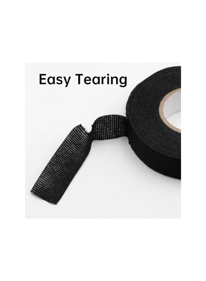 PROMASS promass 2 Rolls Automotive Wire Harness Tape,15 Meter Electrical Insulation Black Self-Adhesive Fabric Noise Reduction Wrap Cord Cloth, High Temp Wiring Loom Protect Fix Cable  - Image 5
