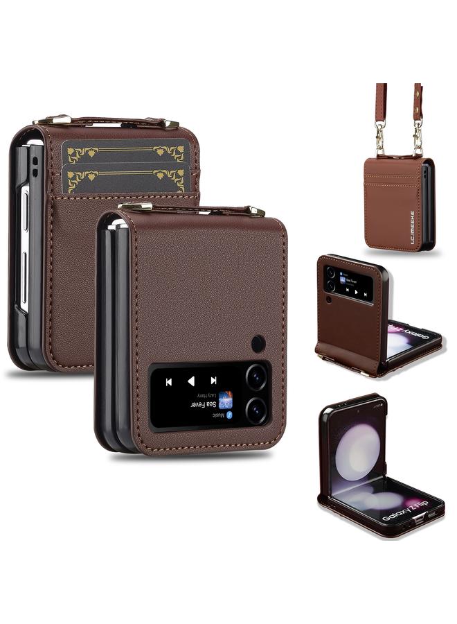 LC.IMEEKE Case For Samsung Galaxy Z Flip3 5G L1 Series Frosted Fine Texture PU Phone Case with Lanyard - Image 1