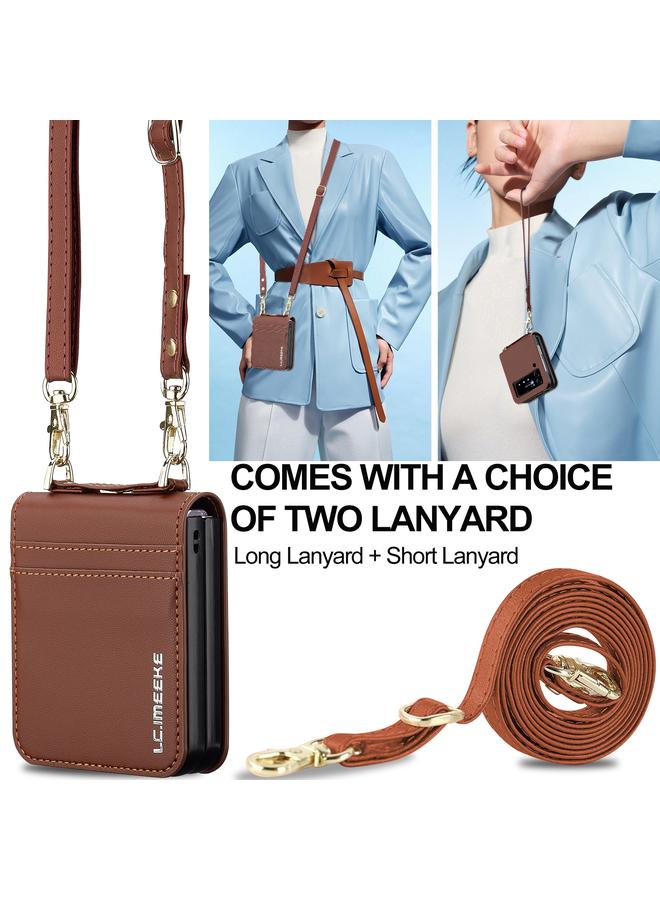 LC.IMEEKE Case For Samsung Galaxy Z Flip3 5G L1 Series Frosted Fine Texture PU Phone Case with Lanyard - Image 4