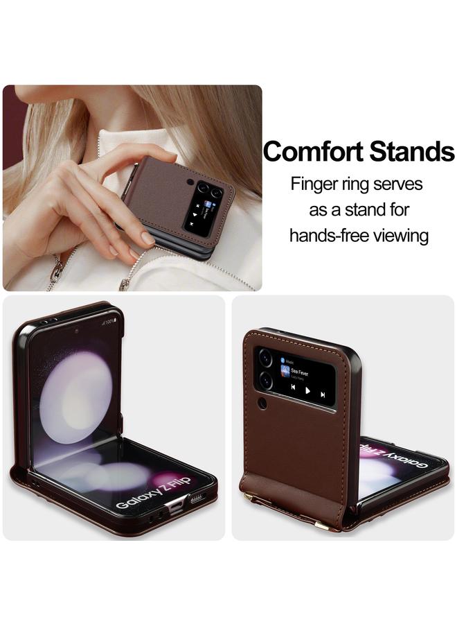 LC.IMEEKE Case For Samsung Galaxy Z Flip3 5G L1 Series Frosted Fine Texture PU Phone Case with Lanyard - Image 5