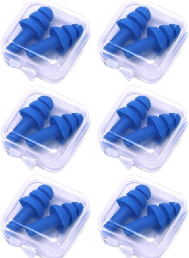 Oasisgalore 6 Pairs Silicone Swimming Earplugs: Waterproof, Reusable for Swimming,Surfing and Bathing (Blue). - Image 1