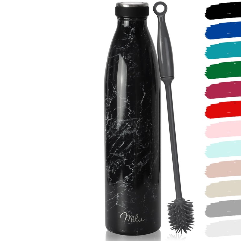 Milu Stainless Steel Drinking Bottle 1500 ml  Insulated Thermo Flask for Water  Leak Proof Insulated and Double Walled Carbonated Granite Black 15L
