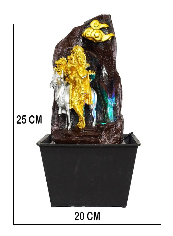 Briovy Waterfall Fountain Indoor Home Decor Polyresin Indoor/Outdoor Water Fountains with LED Lights, Home Decor, Decoration Living Room, Birthday Gift, (FN20) (Design 6) - Image 5