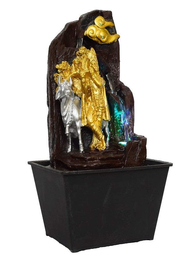 Briovy Waterfall Fountain Indoor Home Decor Polyresin Indoor/Outdoor Water Fountains with LED Lights, Home Decor, Decoration Living Room, Birthday Gift, (FN20) (Design 6) - Image 3