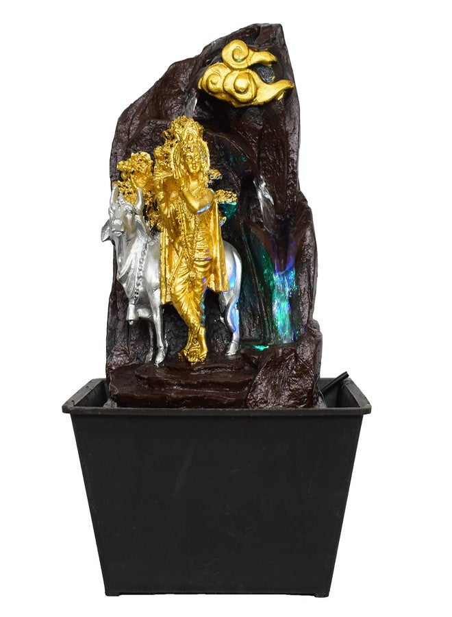 Briovy Waterfall Fountain Indoor Home Decor Polyresin Indoor/Outdoor Water Fountains with LED Lights, Home Decor, Decoration Living Room, Birthday Gift, (FN20) (Design 6) - Image 1