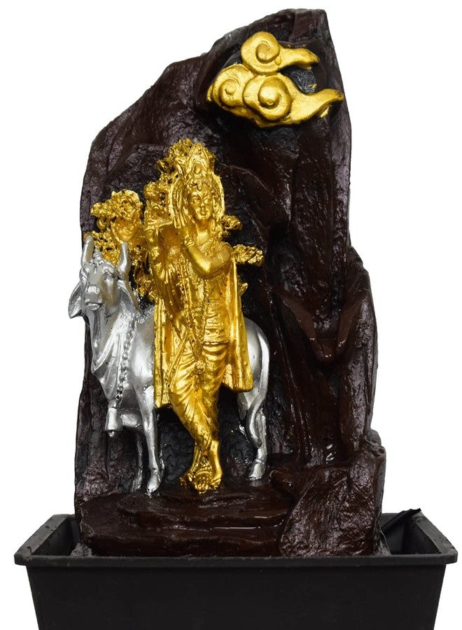 Briovy Waterfall Fountain Indoor Home Decor Polyresin Indoor/Outdoor Water Fountains with LED Lights, Home Decor, Decoration Living Room, Birthday Gift, (FN20) (Design 6) - Image 4