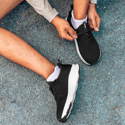 ZOVE Wide Toe Box Shoes for Men Extra Wide Width Sneakers Non-Slip Ultra Light Wide Tennis Running Shoes Breathable Casual Walking Sneakers Diabetes Workout Gym Jogging 8826 Black White 44 - Image 2