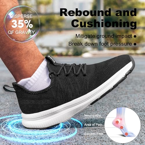 ZOVE Wide Toe Box Shoes for Men Extra Wide Width Sneakers Non-Slip Ultra Light Wide Tennis Running Shoes Breathable Casual Walking Sneakers Diabetes Workout Gym Jogging 8826 Black White 44 - Image 5