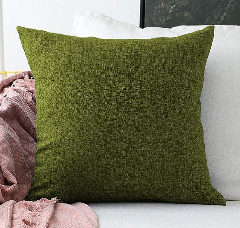 Khooti Jute Cushion Cover | 22x22 Inch | Mehandi | Set of 1 | Throw Pillow Cover for Couches, Chairs, Sofas, Beds, Coffee Tables, Living Rooms, Bedrooms, Modern Boho Design - Image 1
