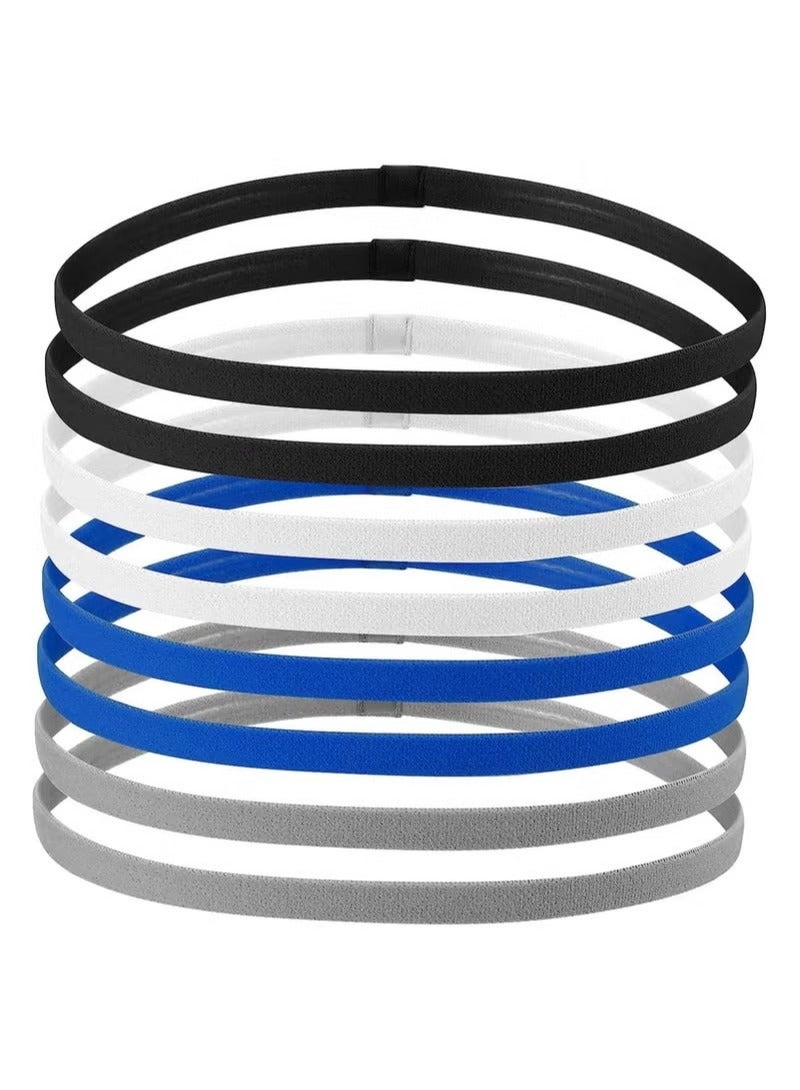 Generic 8 Pack Elastic Sports Headbands Thick Headpiece Non-Slip Sweatband Headwear for Gym Yoga Hockey Football Tennis - Image 1