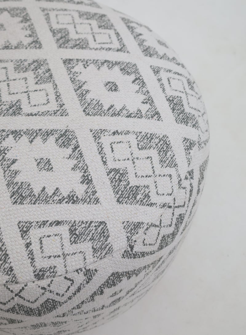 Ramsha Pouf مزخرف باللون الرمادي والأبيض مع مقبض للجلوس – PF-183 للغرفة المعيشية - Image 3