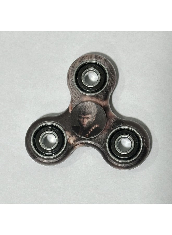 Triangle Fingertip Gyro Camouflage Printing Gyro Finger Leaf Spiral Decompression Rotating Toy Black Wukong Gyro-Color:Three-leaf With Shaft Black Wukong Style 14