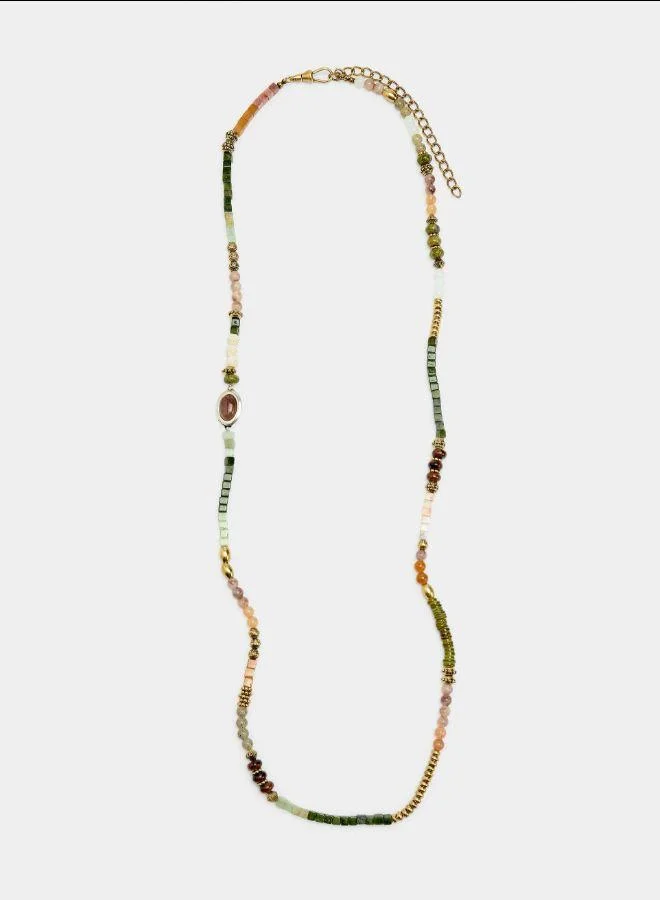 بارفوا عقد طويل مع خرز من الحجر والراتنج