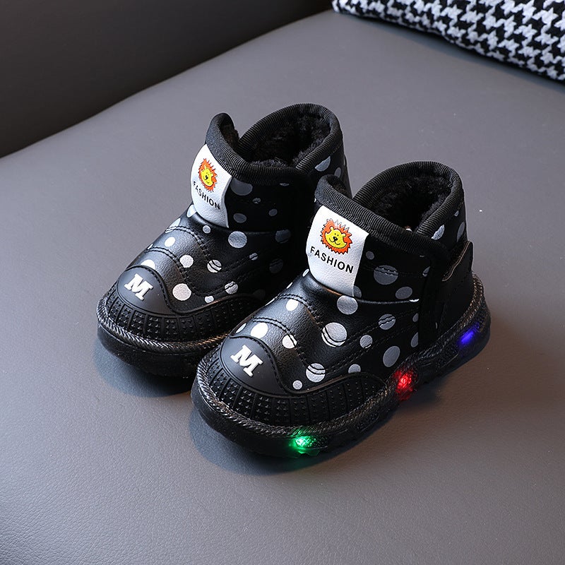 Light Up Snow Boots For Women 1-6 Years Old And 3 Boys Fleece-Lined And Thickeneded Cotton Shoes For Toddlers Flashing Shoes Baby Soft Sole Toddler Shoes Trbottomy - Image 3