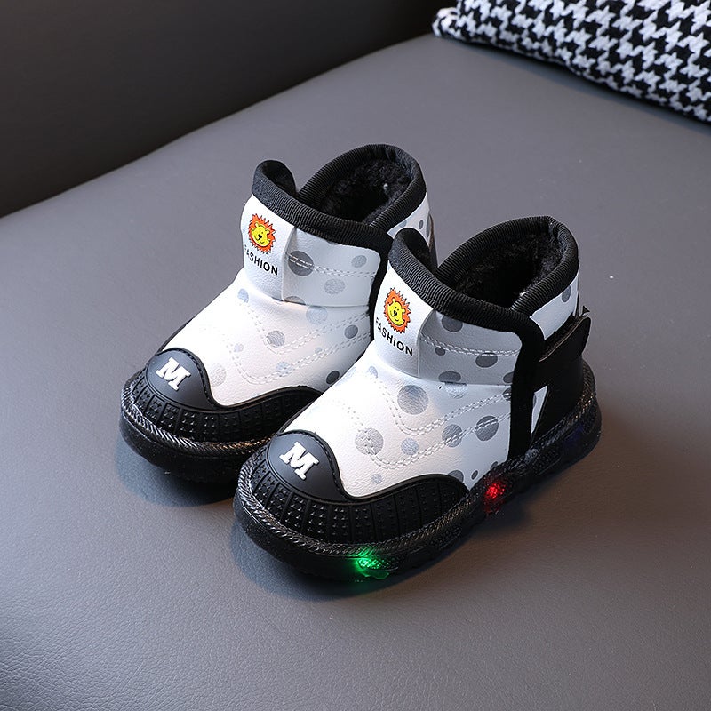 Light Up Snow Boots For Women 1-6 Years Old And 3 Boys Fleece-Lined And Thickeneded Cotton Shoes For Toddlers Flashing Shoes Baby Soft Sole Toddler Shoes Trbottomy - Image 4