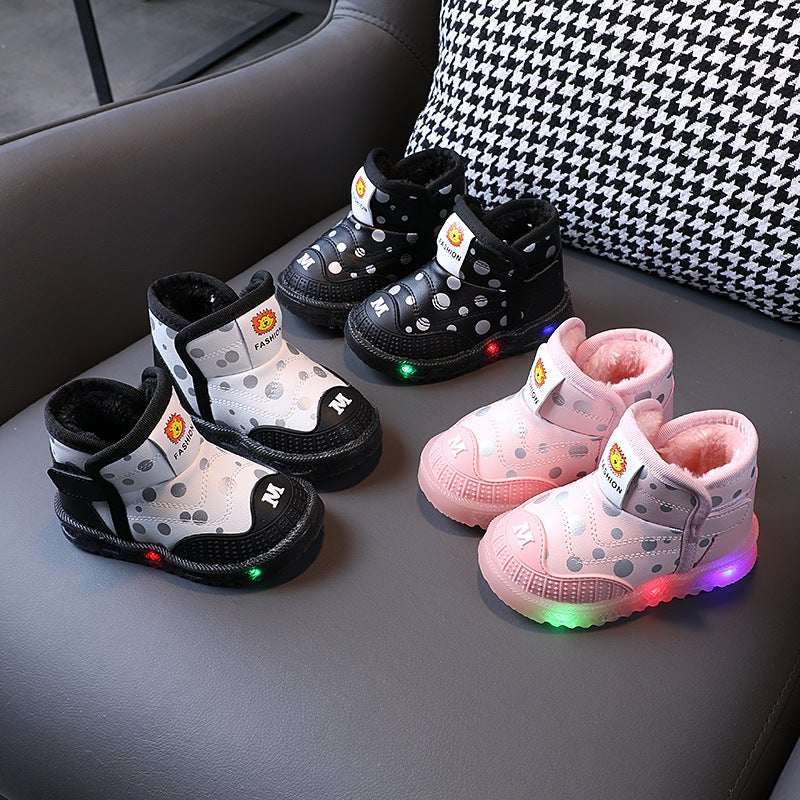 Light Up Snow Boots For Women 1-6 Years Old And 3 Boys Fleece-Lined And Thickeneded Cotton Shoes For Toddlers Flashing Shoes Baby Soft Sole Toddler Shoes Trbottomy - Image 2