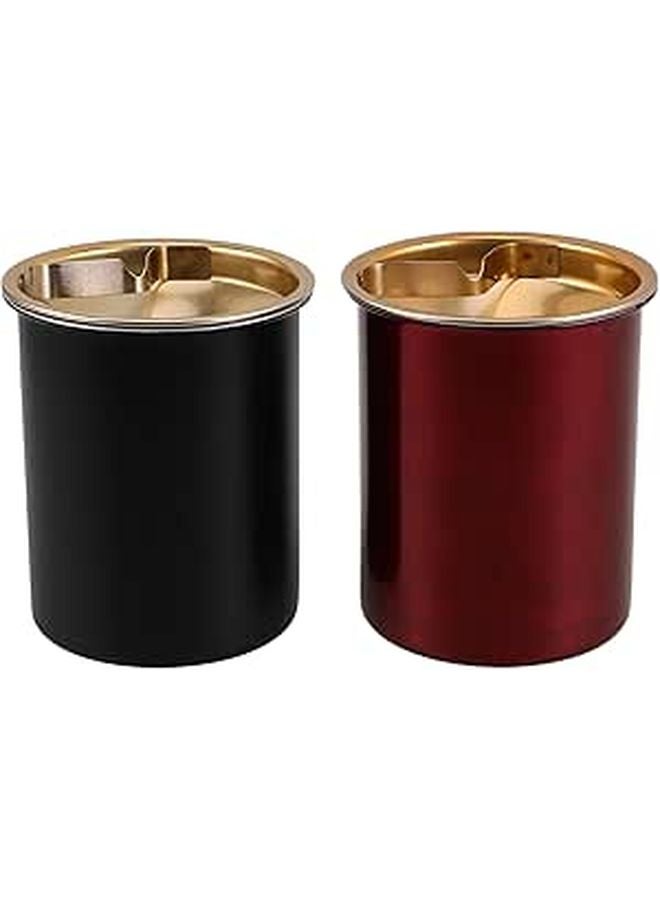 2 Pcs Windproof Stainless Steel Ashtrays with Colored Lid Smokeless Desktop Ash Holder for Home Outdoor Patio - Image 1