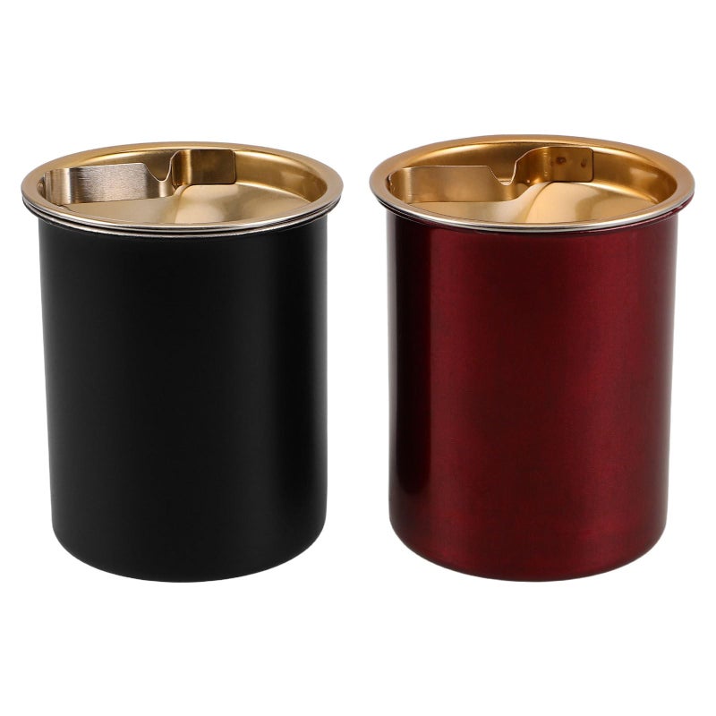 2 Pcs Windproof Stainless Steel Ashtrays with Colored Lid Smokeless Desktop Ash Holder for Home Outdoor Patio - Image 2