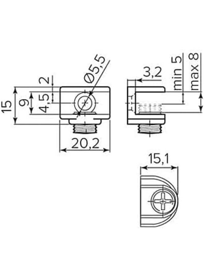 حوامل رفوف زجاجية عائمة من الفولاذ المقاوم للصدأ - ملحقات رفوف زجاجية مصبوبة من فم السمك للحمام والمكتب وما إلى ذلك، 4 قطع براغي تثبيت - Image 2