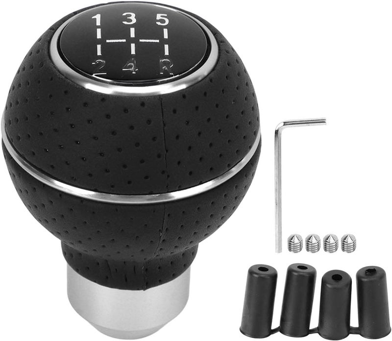 Shift Knob Universal Aluminum Manual Transmission Gear Knob with Leather, 5 Speed M8 M10 M11 M12 - Durable Design, Smooth Performance, Easy Installation for Most Vehicles (White) - Image 1