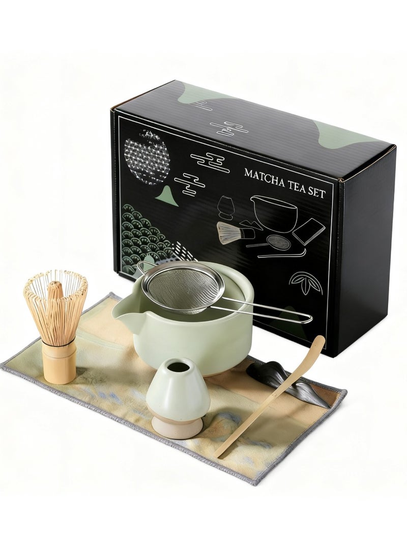 XiuWoo 7 Pcs Matcha Set, Matcha Whisk Set with Ceramic Bowl, Bamboo Whisk, Scoop and Sifter, Matcha Kit for Tea Ceremony and Gift - Image 1
