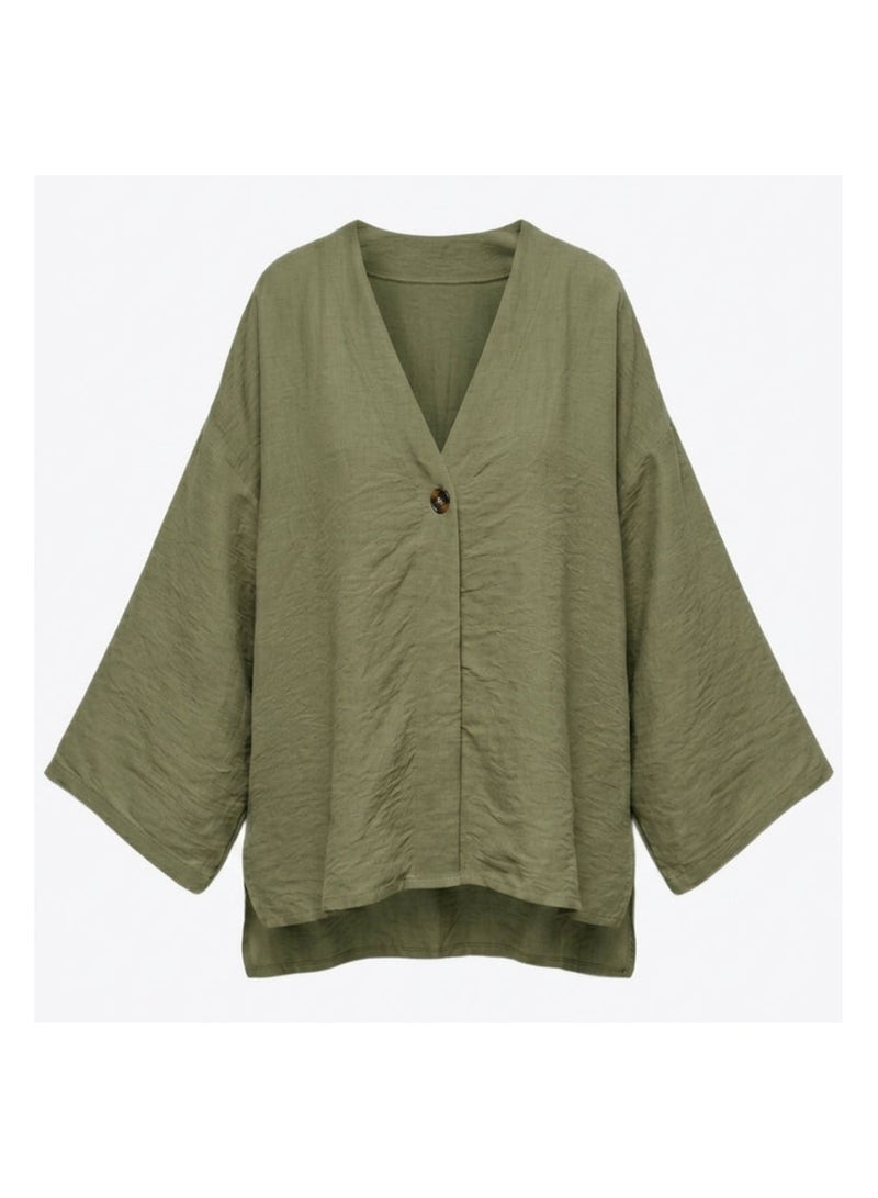 Carina Flowy Button-Front Kimono - Image 2