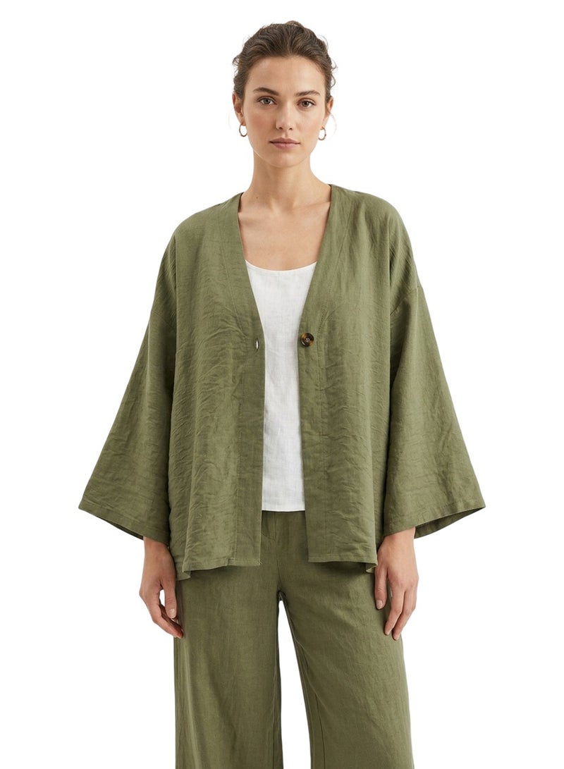 Carina Flowy Button-Front Kimono - Image 1