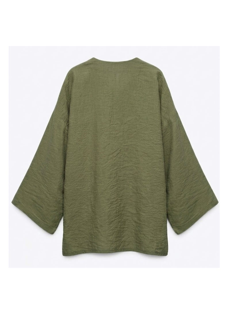 Carina Flowy Button-Front Kimono - Image 3