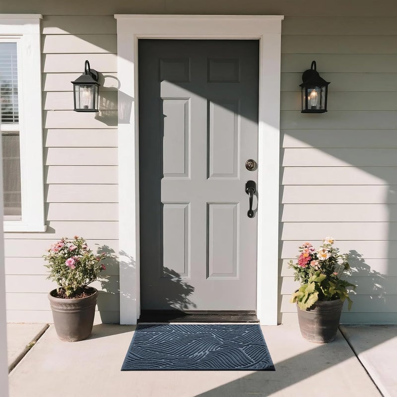 Yimobra Front Door Mat Outdoor Entrance, Heavy Duty 29.5 x 17 Inch Waterproof Patio Guard Doormat, Non-Slip Stain and Fade Resistant Shoe Scraper Indoor Outdoor Door Mat for Entryway, Blue - Image 3