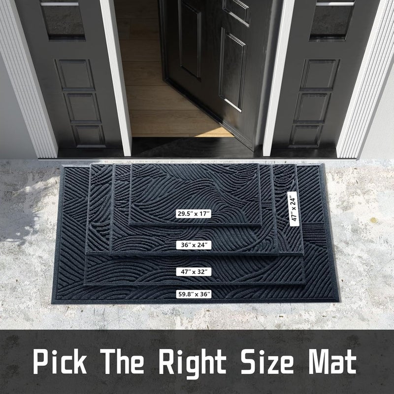 Yimobra Front Door Mat Outdoor Entrance, Heavy Duty 29.5 x 17 Inch Waterproof Patio Guard Doormat, Non-Slip Stain and Fade Resistant Shoe Scraper Indoor Outdoor Door Mat for Entryway, Blue - Image 2