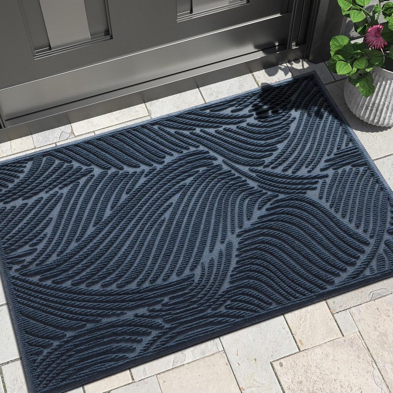 Yimobra Front Door Mat Outdoor Entrance, Heavy Duty 29.5 x 17 Inch Waterproof Patio Guard Doormat, Non-Slip Stain and Fade Resistant Shoe Scraper Indoor Outdoor Door Mat for Entryway, Blue - Image 1