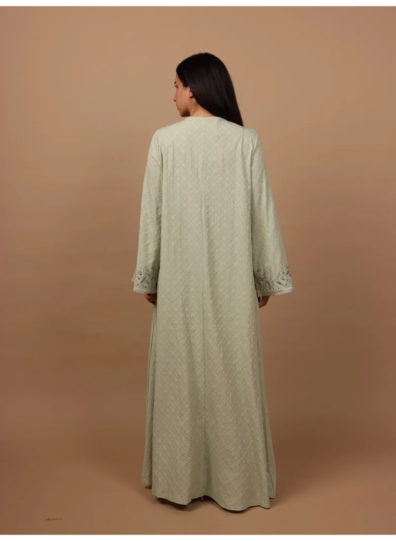 Ikkxa  IKKXA Crystal Vine Embroidered Jalabiya IK6045 Green for Women | Best Price UAE