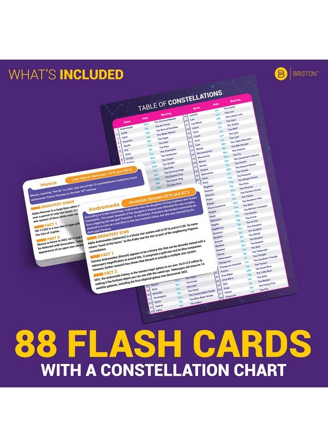 Briston Briston 88 Constellation Astronomy Flash Cards: STEM Comprehensive Study - Celestial & Star Diagrams - Universe Exploration for Students, Teachers, Hobbyists, Grade School & Homeschool Learning  - Image 4