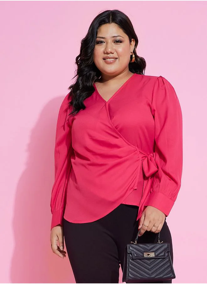 ساسافراس Side Knot Long Sleeve Peplum Top by Styli