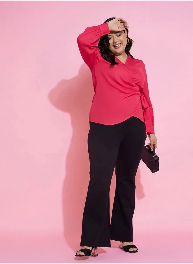 ساسافراس Side Knot Long Sleeve Peplum Top by Styli