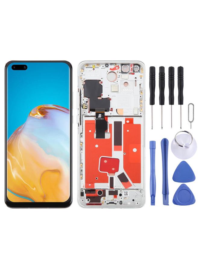 إيروريكس شاشة بديلة لهاتف Huawei P40 Pro TFT LCD محول رقمي كامل التجميع مع إطار، لا يدعم التعرف على بصمة الإصبع باللون الفضي - Image 1