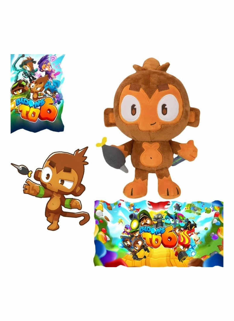 SYOSI - Bloons Monkey Plushies, Dart Monkey Plush Doll, Cartoon Bloonstd Soft Stuffed Doll, Game Monkey Stuffed Animal, Stuffed Animal for Fans, Cute Bloonstd Plush Gifts, 9.8 in - Image 1