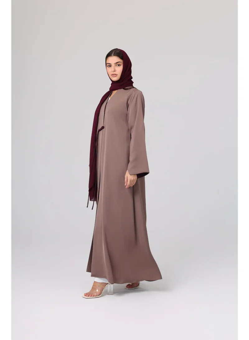 اكسا عباية سادة قصة مستقيمة سادة ABY1116 بني